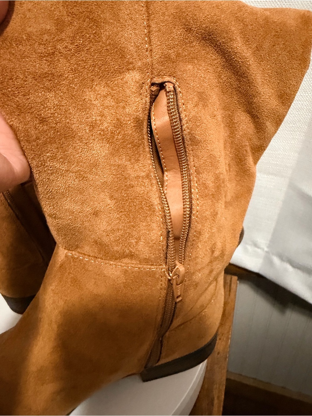 Fringe Tall Suede Knee-High Boots - NEW! Size 10 -Tan - Picture 3 of 7